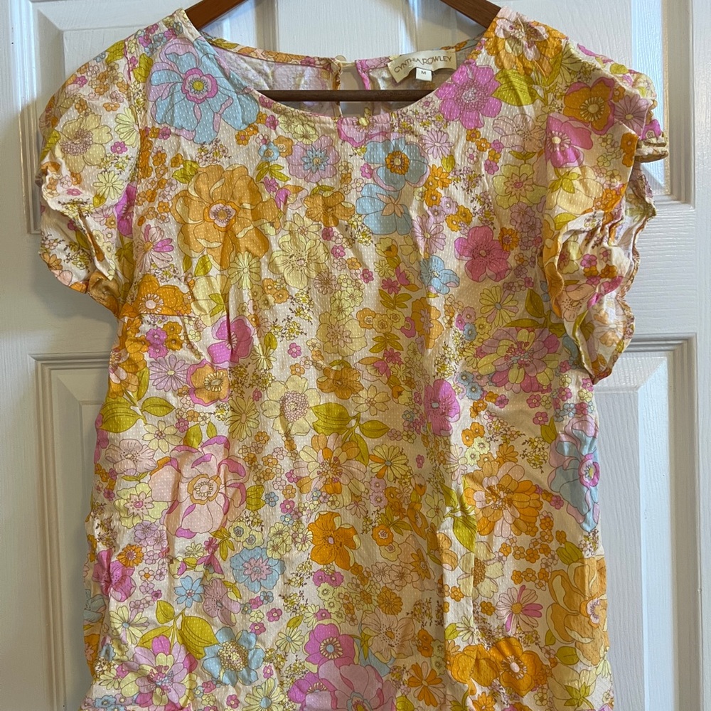 Cynthia Rowley Floral Top with Pink and Yellow